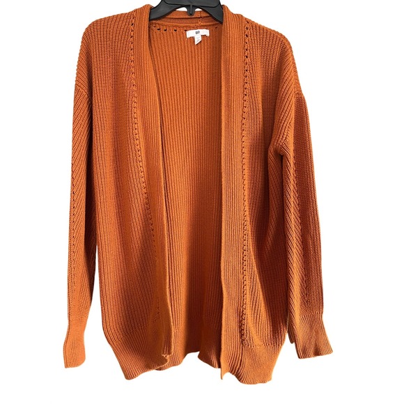 bp Sweaters - BP Nordstrom Burnt Orange Ribbed Cotton Open Front Cardigan Sweater Small
